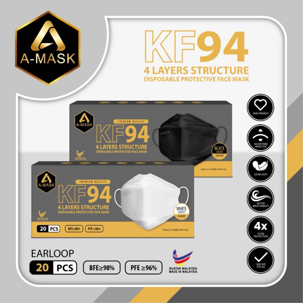 A-Mask KF94 Disposable Medical Face Mask – 3 Boxes (Adult 4 Ply 4 ...
